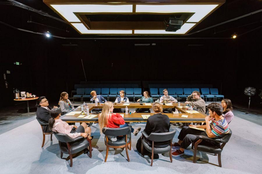 A group of people at a table.